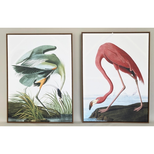 65 - AFTER JOHN JAMES AUDUBON PRINTS, a set of two, on canvas, 113cm H x 83cm. (2)