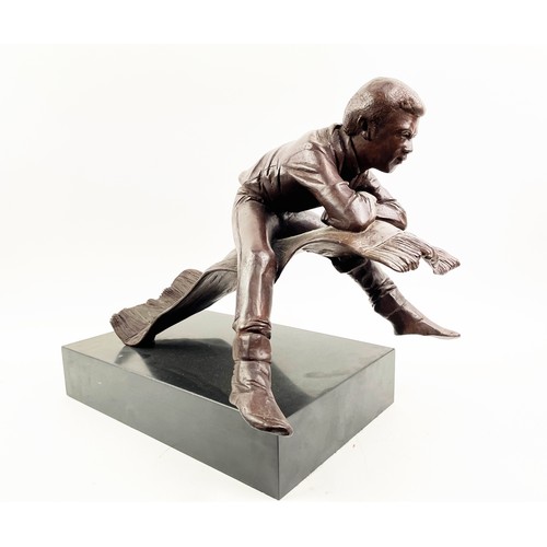 4 - BRONZE BOY ON CARPET, manner of Patrick Comerford, signed D.B. and numbered 1/10 86, 40cm H x 45cm L... 