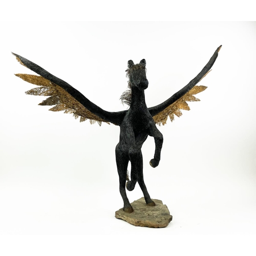 3 - DANIEL CARSTENS (SOUTH AFRICAN) PEGASUS SCULPTURE, fashioned using natural materials, 73cm H x 86cm ... 