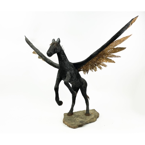 3 - DANIEL CARSTENS (SOUTH AFRICAN) PEGASUS SCULPTURE, fashioned using natural materials, 73cm H x 86cm ... 