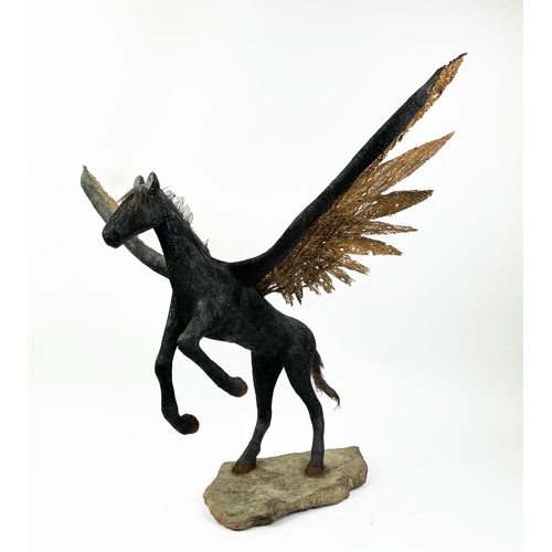 3 - DANIEL CARSTENS (SOUTH AFRICAN) PEGASUS SCULPTURE, fashioned using natural materials, 73cm H x 86cm ... 