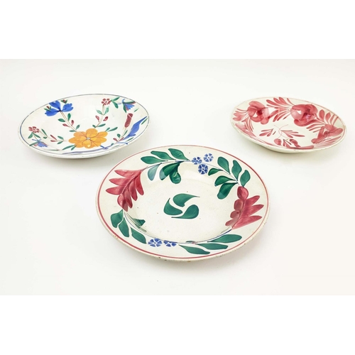 30 - CERAMIC PLATES, five, handpainted with Hispanic rustic foliate decoration. (5)