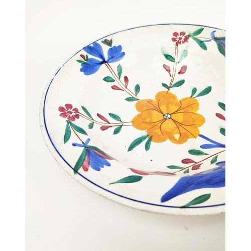 30 - CERAMIC PLATES, five, handpainted with Hispanic rustic foliate decoration. (5)