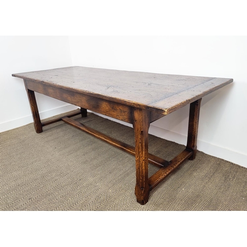 152 - REFECTORY TABLE, traditionally made oak, with single drawer, 224cm W x 90cm D x 77cm H.