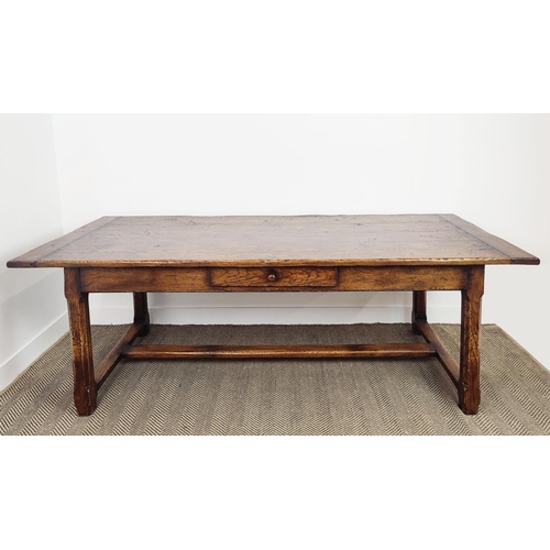 152 - REFECTORY TABLE, traditionally made oak, with single drawer, 224cm W x 90cm D x 77cm H.