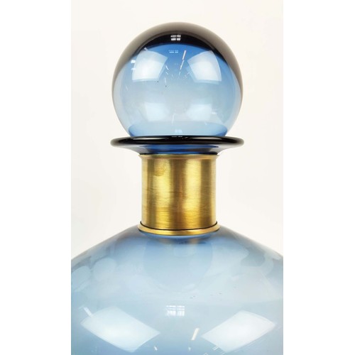 420 - DECANTERS, a pair, Murano style, blue glass, 38cm H. (2)