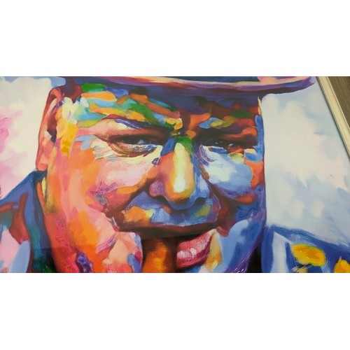 445 - CONTEMPORARY SCHOOL PRINT of Churchill, framed, 86cm H x 86cm W.