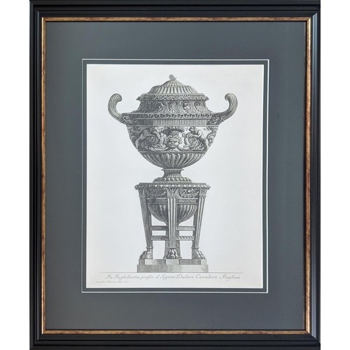 446 - CONTEMPORARY SCHOOL PRINTS, a set of two, of classical urns, framed, 75cm H x 65cm W. (2)