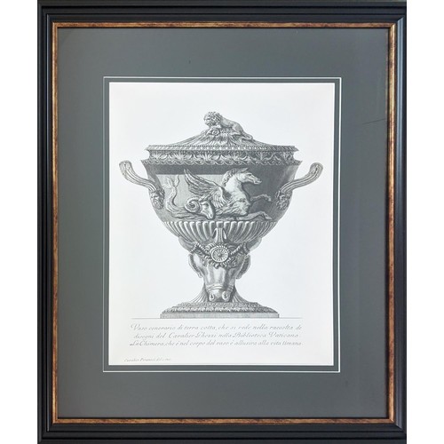 446 - CONTEMPORARY SCHOOL PRINTS, a set of two, of classical urns, framed, 75cm H x 65cm W. (2)