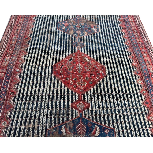 110 - ANTIQUE DISTRESSED PERSIAN QASHQAI KELLEH, 400cm x 185cm.