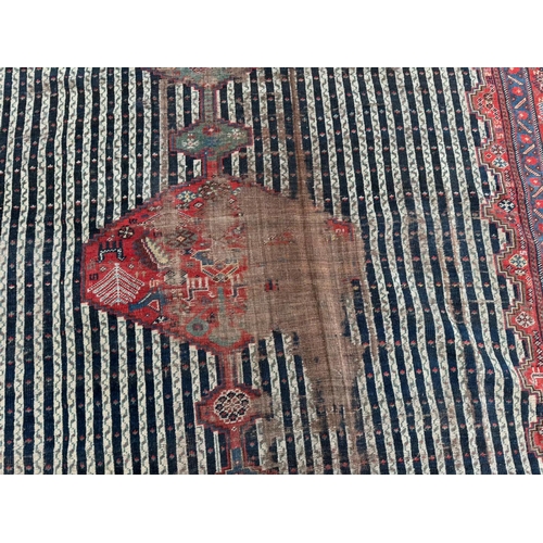 110 - ANTIQUE DISTRESSED PERSIAN QASHQAI KELLEH, 400cm x 185cm.