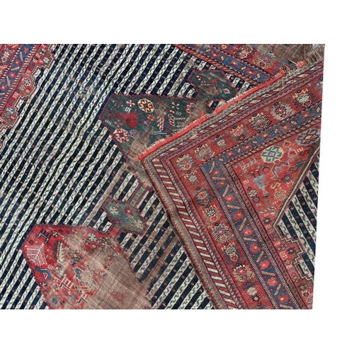 110 - ANTIQUE DISTRESSED PERSIAN QASHQAI KELLEH, 400cm x 185cm.