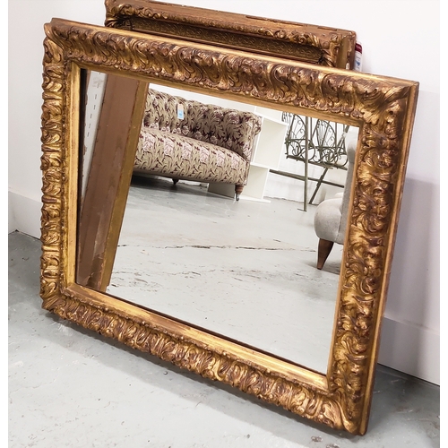 100 - WALL MIRROR,  Victorian carved giltwood with a rectangular plate, 82cm x 64cm.