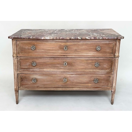 103 - DIRECTOIRE COMMODE, late 18th century  French walnut and silvered mounted with three long drawers, f... 