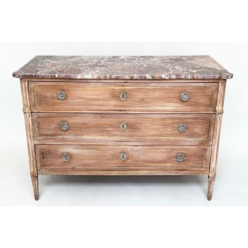 103 - DIRECTOIRE COMMODE, late 18th century  French walnut and silvered mounted with three long drawers, f... 