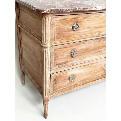 103 - DIRECTOIRE COMMODE, late 18th century  French walnut and silvered mounted with three long drawers, f... 