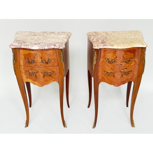 113 - TABLES DE NUIT, a pair, French Louis XV style Kingwood marquetry and gilt metal mounted, each with t... 