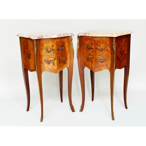 113 - TABLES DE NUIT, a pair, French Louis XV style Kingwood marquetry and gilt metal mounted, each with t... 