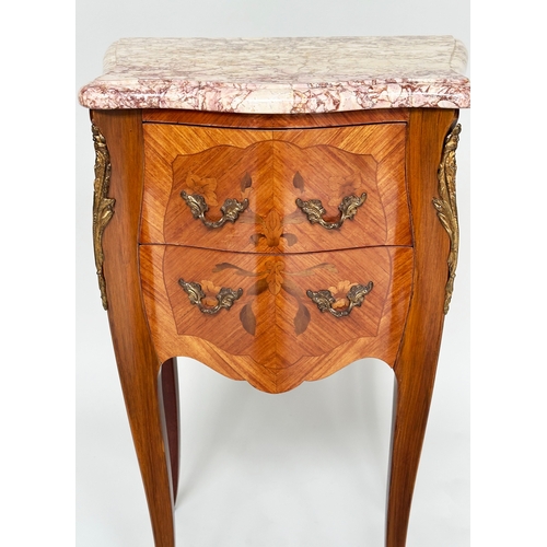 113 - TABLES DE NUIT, a pair, French Louis XV style Kingwood marquetry and gilt metal mounted, each with t... 