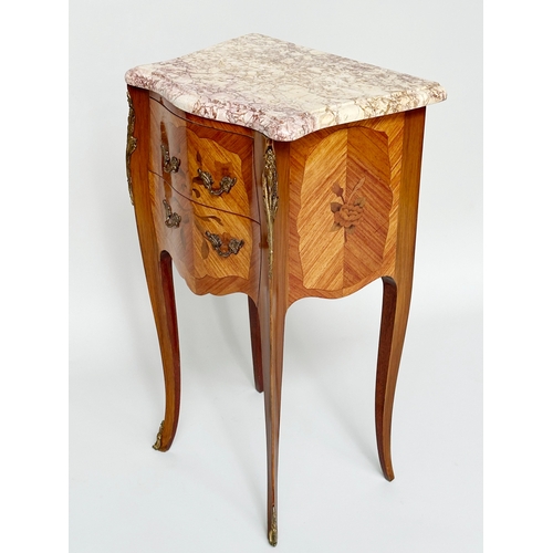 113 - TABLES DE NUIT, a pair, French Louis XV style Kingwood marquetry and gilt metal mounted, each with t... 