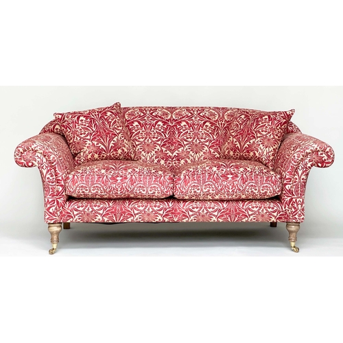 126 - SOFA BY SOFA WORKSHOP IN MORRIS AND CO FABRIC, Victorian style with bluebell claret/gold by Morris a... 