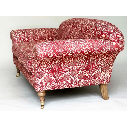 126 - SOFA BY SOFA WORKSHOP IN MORRIS AND CO FABRIC, Victorian style with bluebell claret/gold by Morris a... 