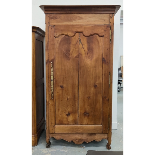 145 - ARMOIRE, late 18th/early 19th century French fruitwood with a panelled door, shelf and chrome hangin... 