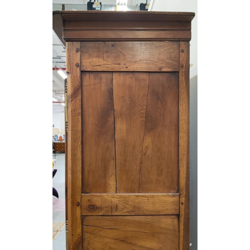 145 - ARMOIRE, late 18th/early 19th century French fruitwood with a panelled door, shelf and chrome hangin... 