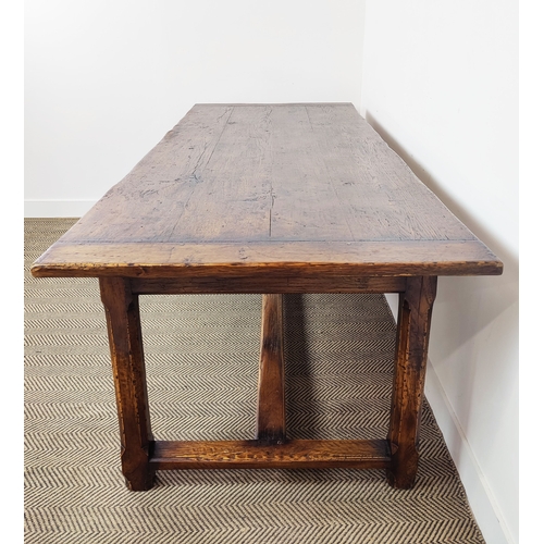 152 - REFECTORY TABLE, traditionally made oak, with single drawer, 224cm W x 90cm D x 77cm H.