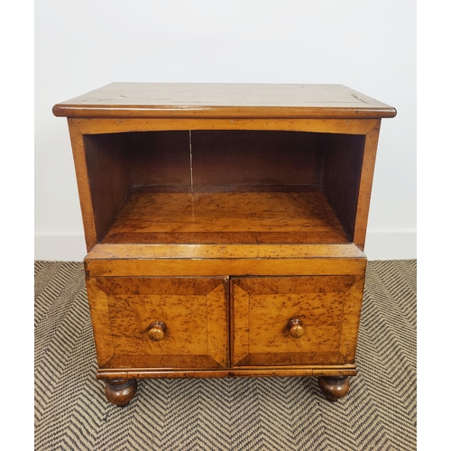 154 - SIDE CABINET, 19th century birds eye maple with an open cupboard over two doors, 59cm W x 35cm D x 7... 