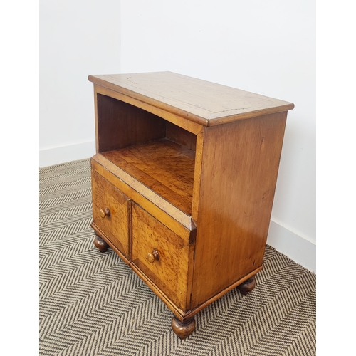 154 - SIDE CABINET, 19th century birds eye maple with an open cupboard over two doors, 59cm W x 35cm D x 7... 