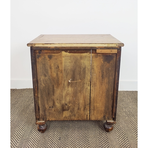 154 - SIDE CABINET, 19th century birds eye maple with an open cupboard over two doors, 59cm W x 35cm D x 7... 