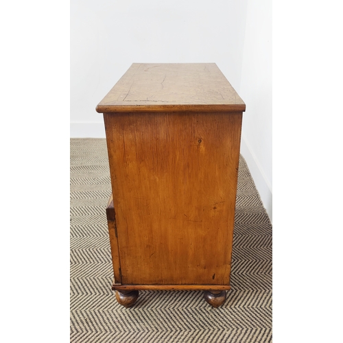 154 - SIDE CABINET, 19th century birds eye maple with an open cupboard over two doors, 59cm W x 35cm D x 7... 