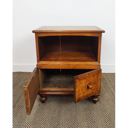 154 - SIDE CABINET, 19th century birds eye maple with an open cupboard over two doors, 59cm W x 35cm D x 7... 