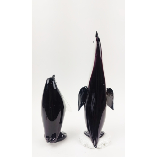 17 - MURANO PENGUINS, two, coloured glass, 41cm H. (2)