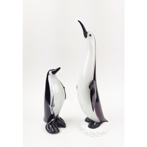 17 - MURANO PENGUINS, two, coloured glass, 41cm H. (2)