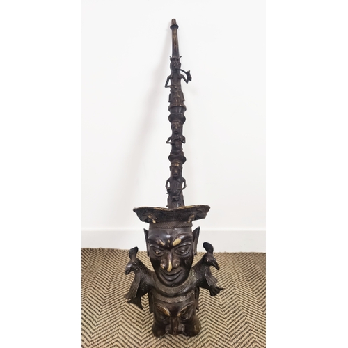 3 - BAMOUN BRONZE PIPE, Cameroon, 105cm H.