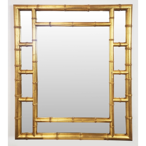 413 - WALL MIRROR, gilt faux bamboo frame, 122cm H x 99cm W.