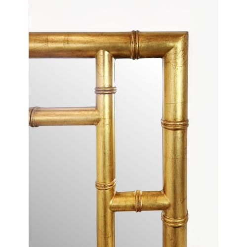 413 - WALL MIRROR, gilt faux bamboo frame, 122cm H x 99cm W.