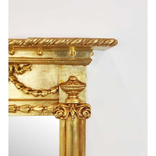 417 - OVERMANTEL, neo-classical style gilt frame with swag detail, 121cm H x 119cm W.