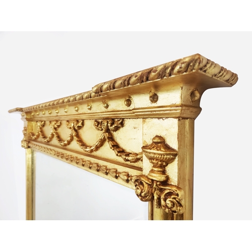 417 - OVERMANTEL, neo-classical style gilt frame with swag detail, 121cm H x 119cm W.