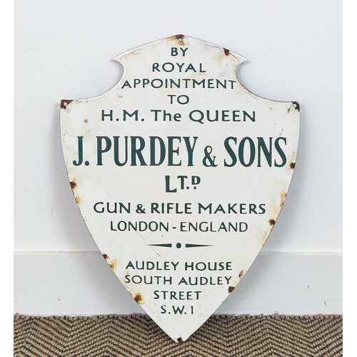 422 - REPRODUCTION J.PURDY AND SONS SIGN, vintage style enamel, 50cm H x 39cm W.