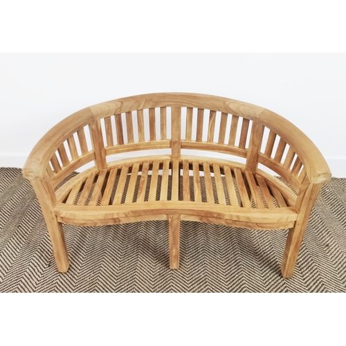 430 - CHILDS GARDEN BENCH, teak, 58cm H x 95cm W x 40cm D.