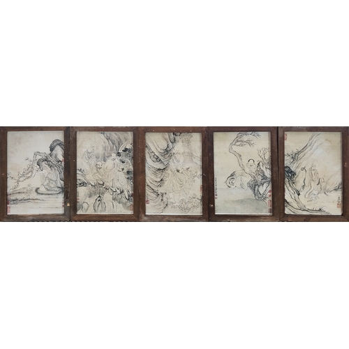 442 - ASIAN STYLE PRINTS, a set of five, framed, 33cm H x 24cm W.