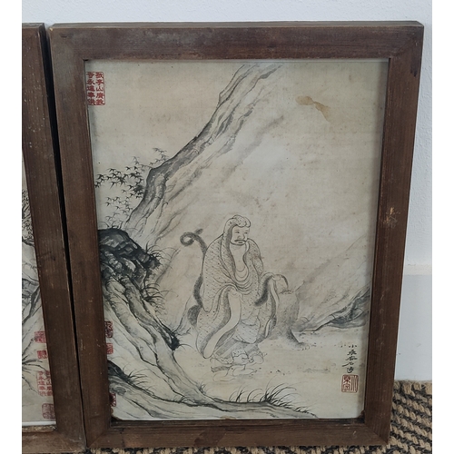 442 - ASIAN STYLE PRINTS, a set of five, framed, 33cm H x 24cm W.