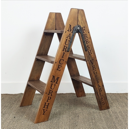 443 - STEP LADDER, vintage style wooden, 81cm H x 66cm D x 43cm W.