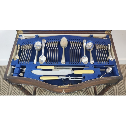 447 - CANTEEN OF CUTLERY, in an oak cased table, 72cm H x 64cm W x 39cm D.