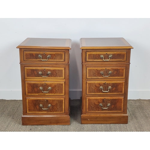 451 - SIDE CHESTS, a pair, 19th century style burr walnut with four graduated drawers, 77cm H x 46cm W x 4... 