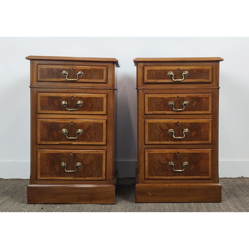 451 - SIDE CHESTS, a pair, 19th century style burr walnut with four graduated drawers, 77cm H x 46cm W x 4... 