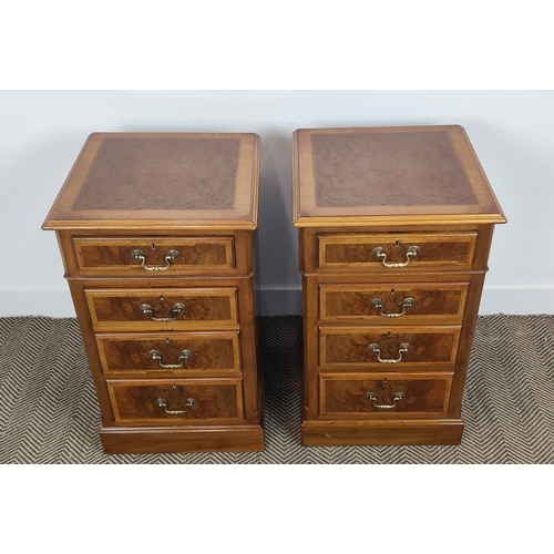 451 - SIDE CHESTS, a pair, 19th century style burr walnut with four graduated drawers, 77cm H x 46cm W x 4... 